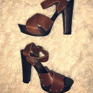 Steve Madden Wooden Platform Studded Heels
